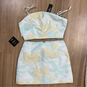 Lulus pastel skirt + crop top set